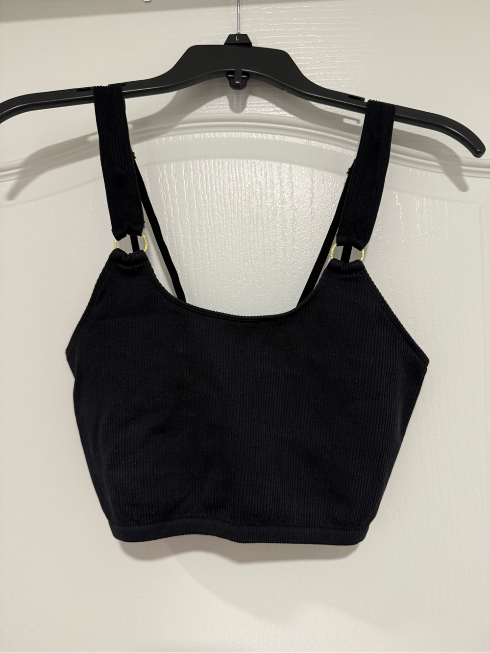 Aerie Black Ribbed Cropped Tank Top